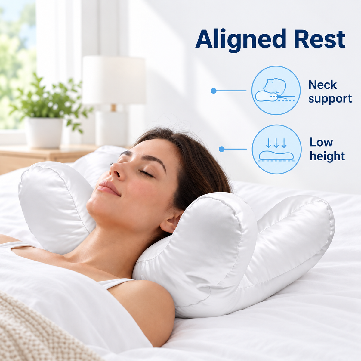 Cervical Support Pillow for Side and Back Sleepers - Aligned Rest neck support lifestyle visual