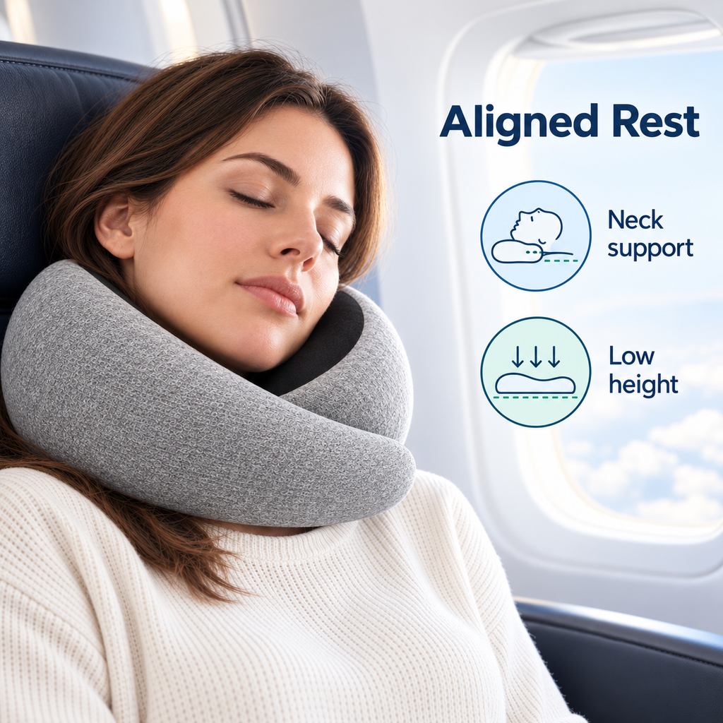 360 Degree Travel Neck Pillow for Flights and Office Rest - Aligned Rest neck support lifestyle visual