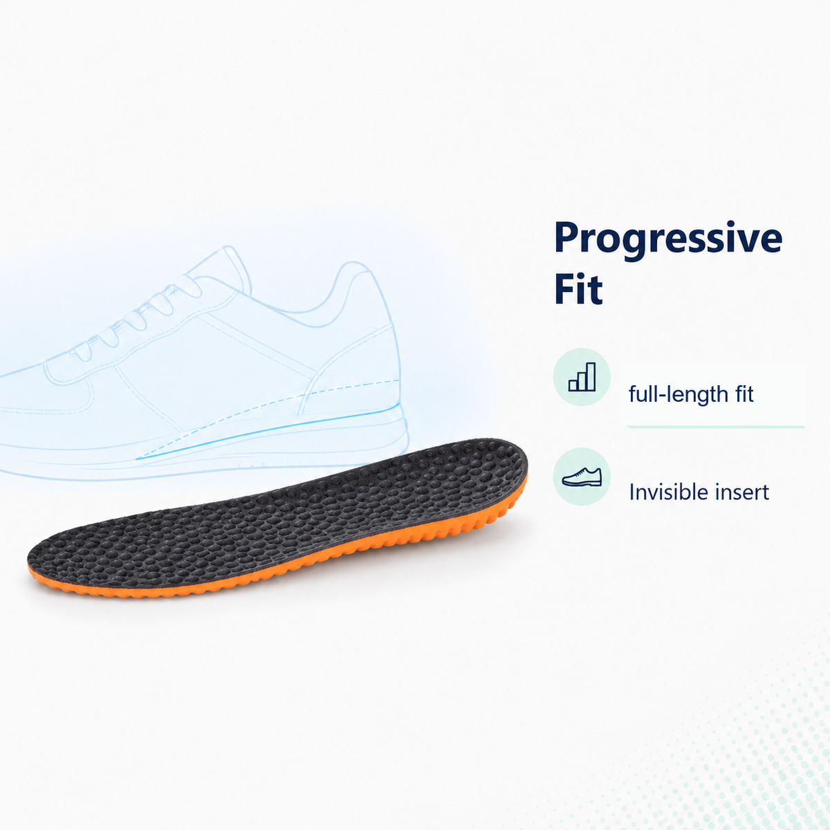 Memory Foam Sneaker Insoles for Shock Absorption - Progressive Fit full-length insole invisible insert