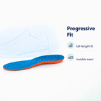 Breathable sport insole progressive fit with full length fit and invisible insert