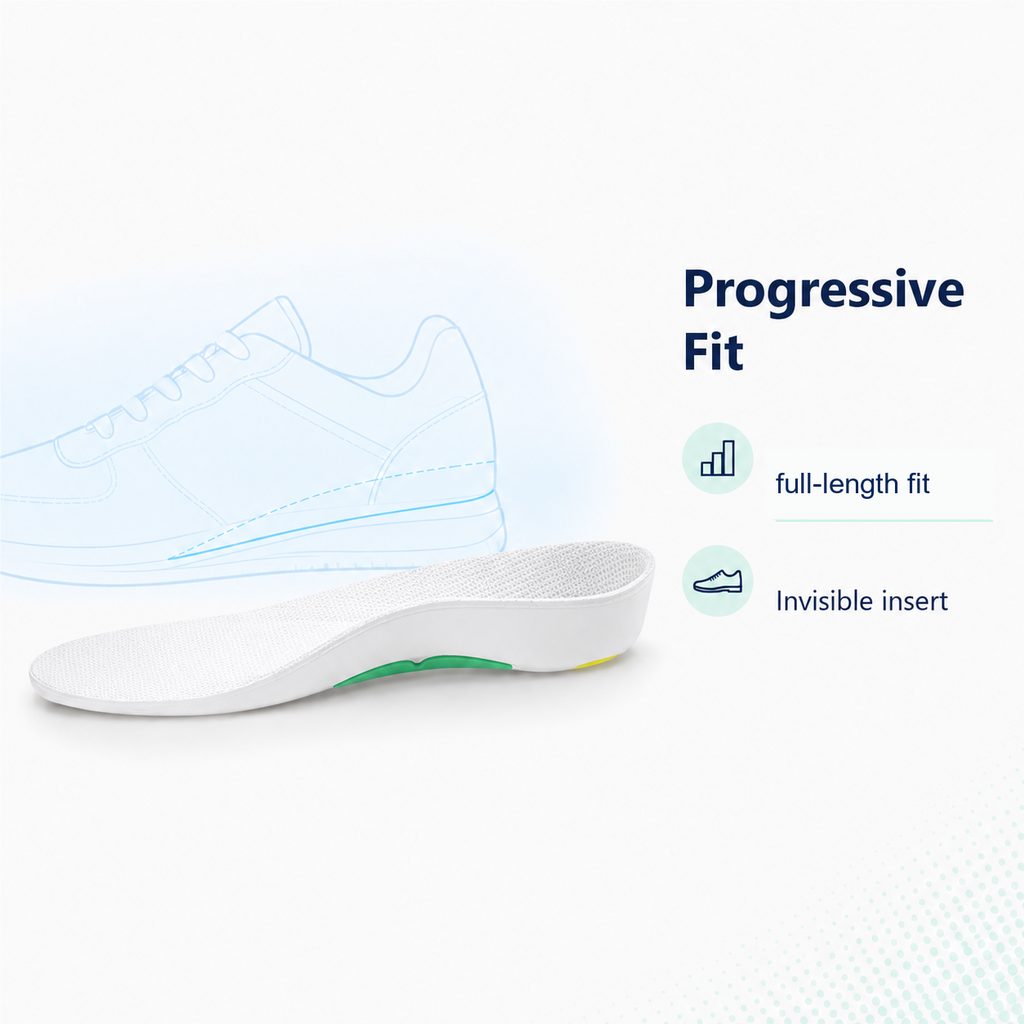 Deodorising Orthotic Insoles with Shock Absorbing Support - Progressive Fit full-length orthotic insole invisible shoe insert