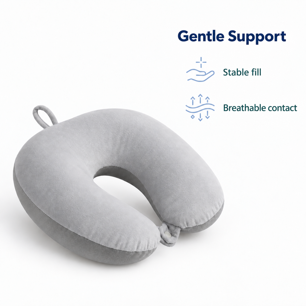 Slow Rebound U Shaped Neck Pillow for Travel Rest - Gentle Support stable fill breathable contact visual
