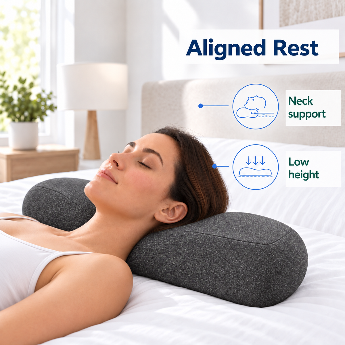 Contour Memory Foam Cervical Pillow for Side Sleepers - aligned rest neck support
