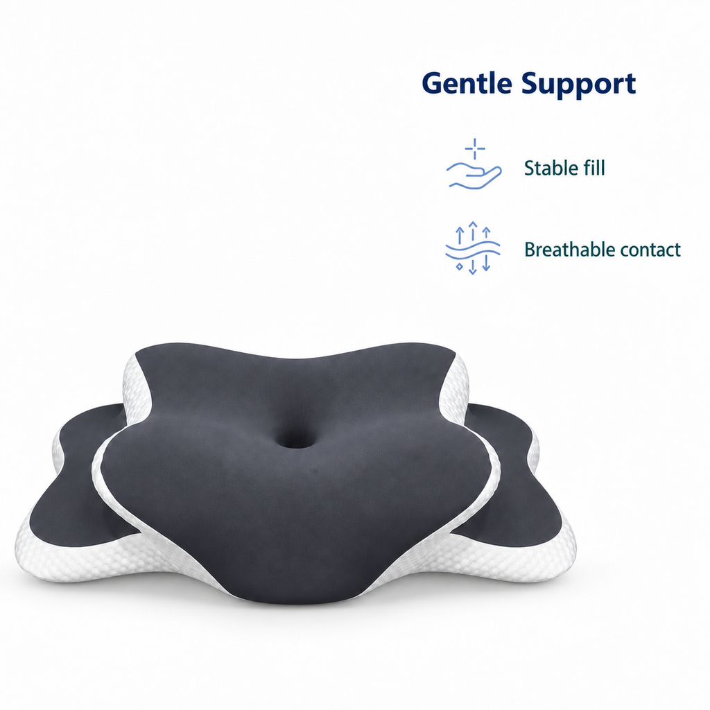 Ergonomic Memory Foam Neck Pillow for Sleep Support - Gentle Support stable fill breathable contact visual