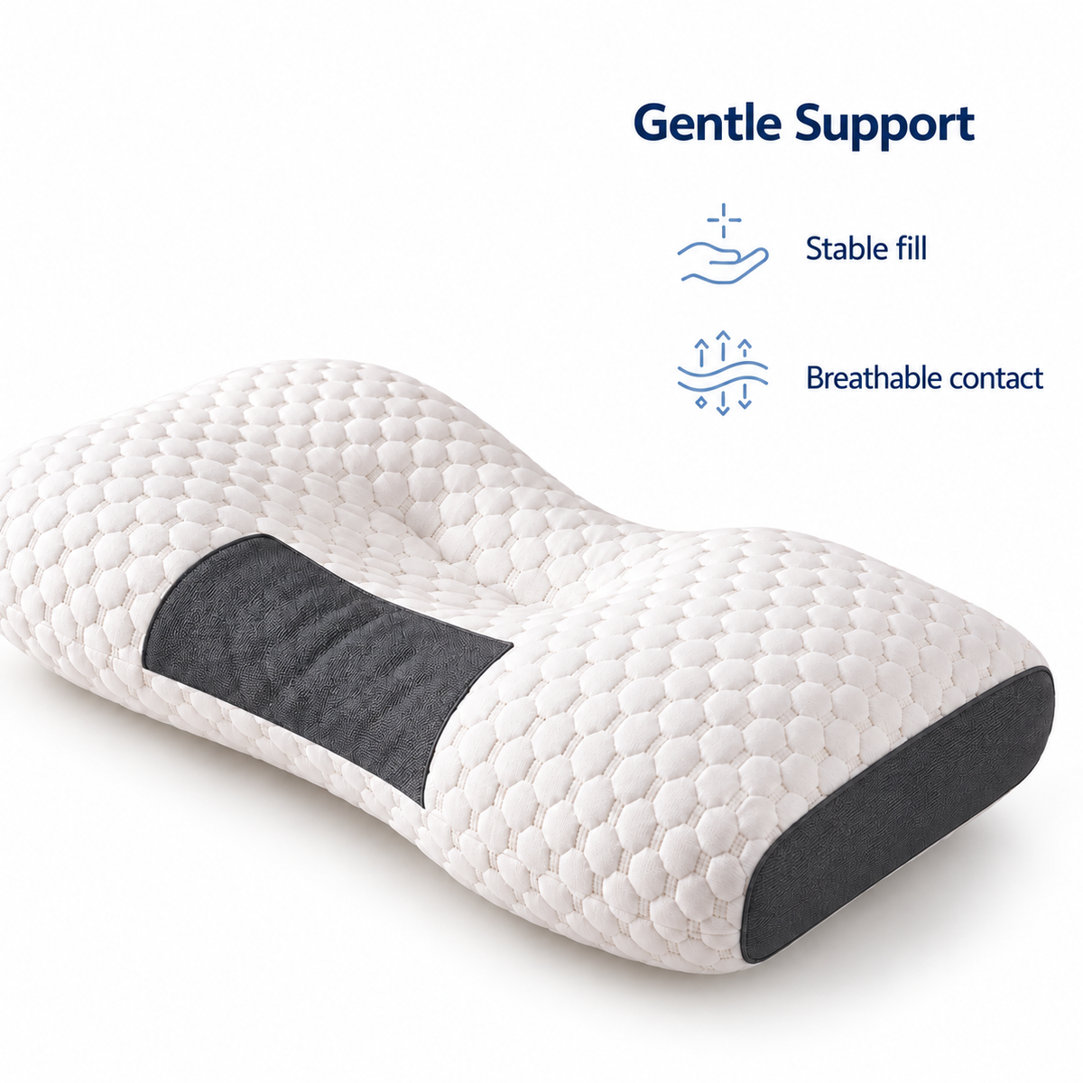 Knitted Cervical Neck Support Pillow for Bed Comfort - Gentle Support stable fill breathable contact visual