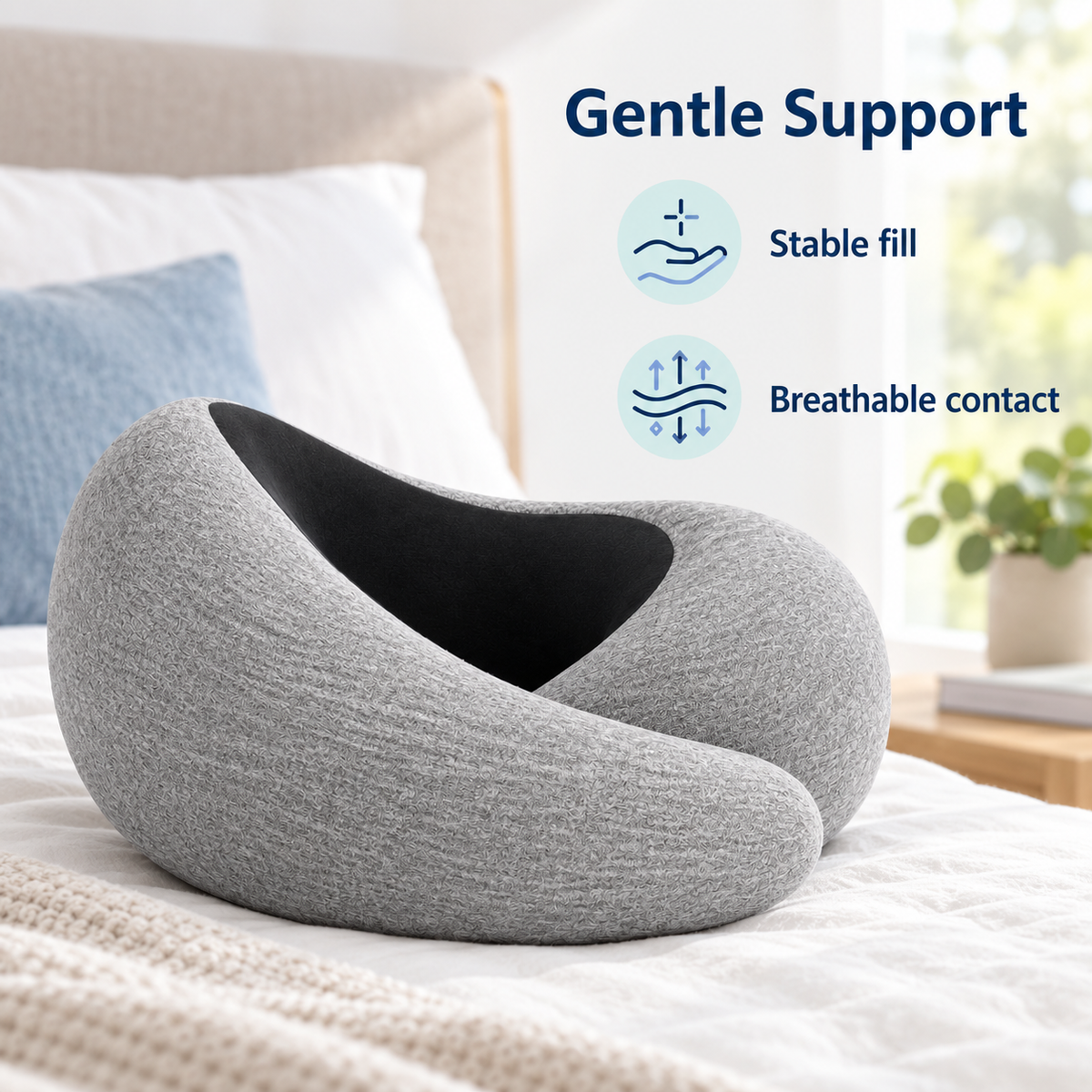 360 Degree Travel Neck Pillow for Flights and Office Rest - Gentle Support stable fill breathable contact visual