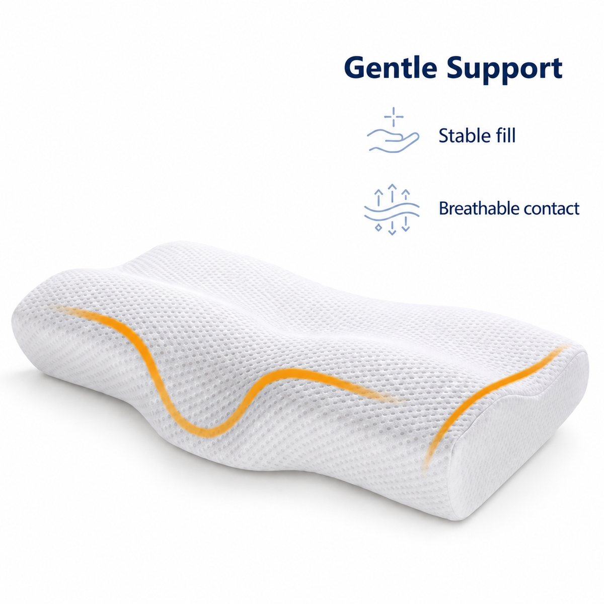Butterfly Memory Foam Orthopaedic Pillow for Neck Support - Gentle Support stable fill breathable contact visual
