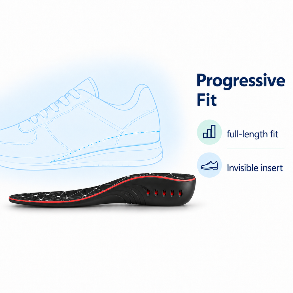 PU Gel Sport Insoles with Breathable Arch Support - progressive full-length fit
