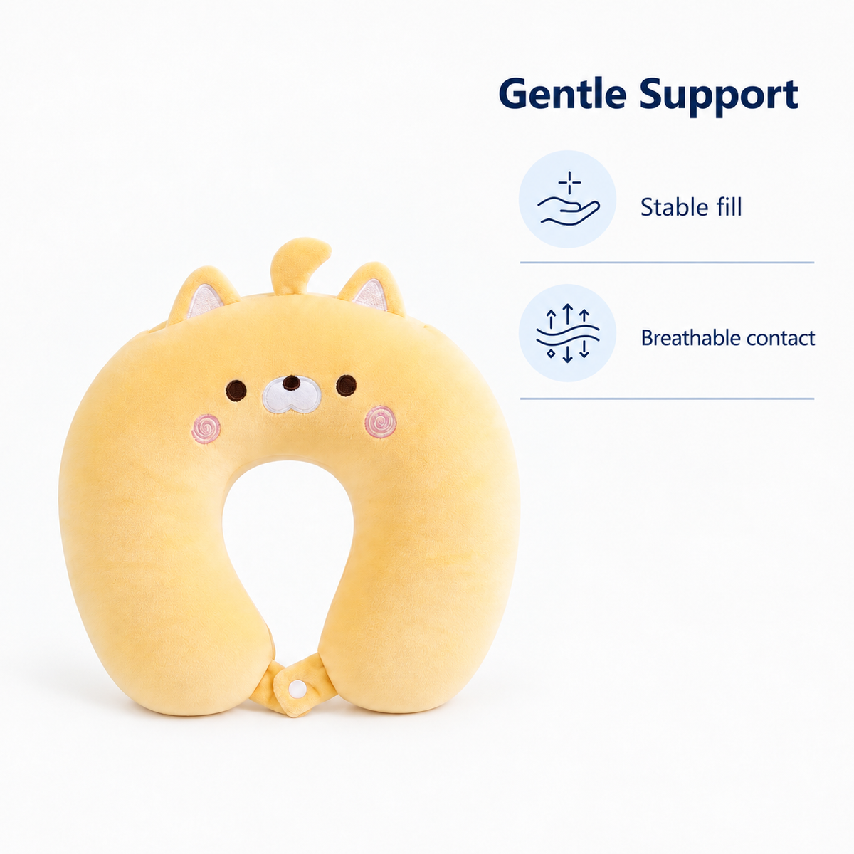 Plush U Shaped Travel Pillow for Head and Neck Support - Gentle Support stable fill breathable contact visual