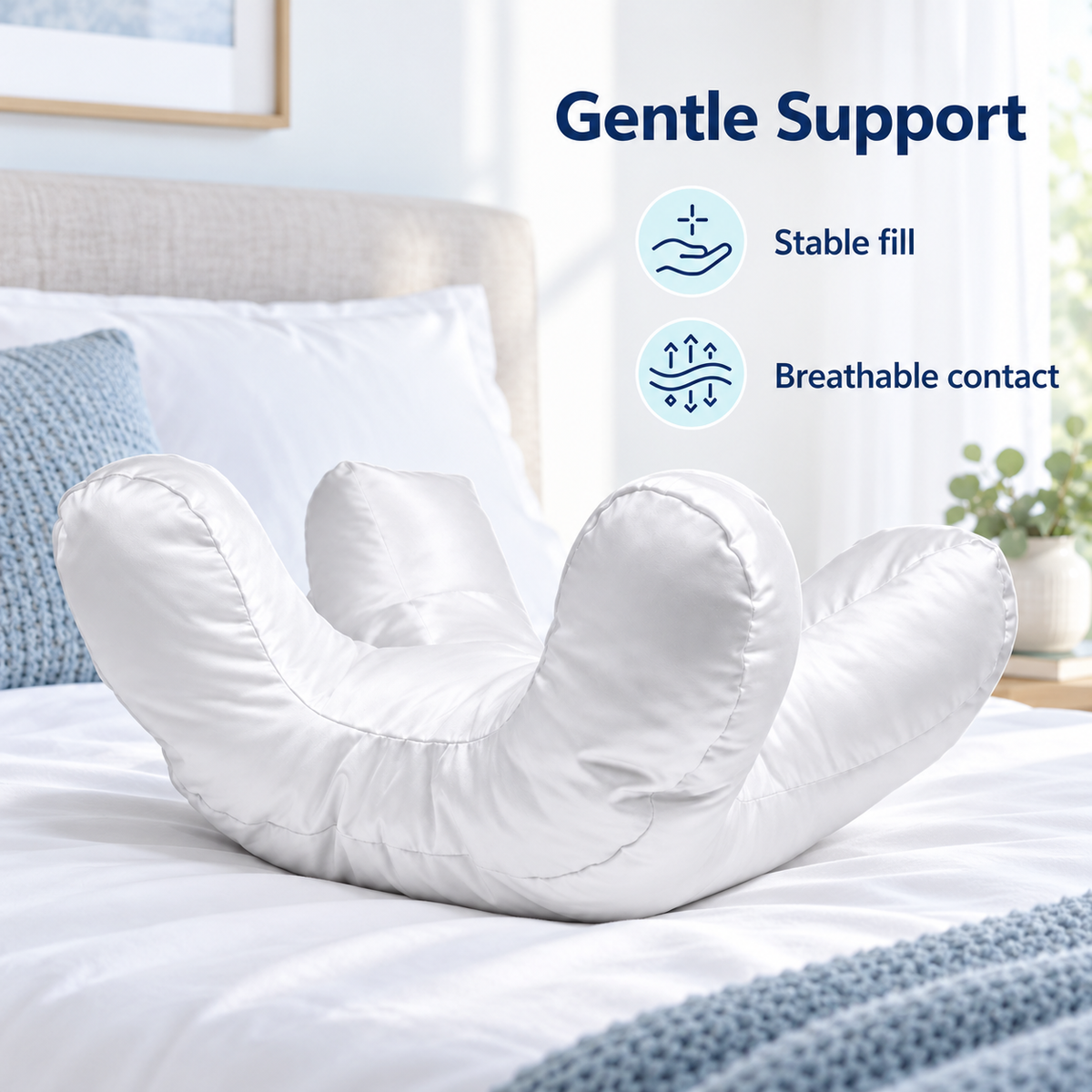 Cervical Support Pillow for Side and Back Sleepers - Gentle Support stable fill breathable contact visual
