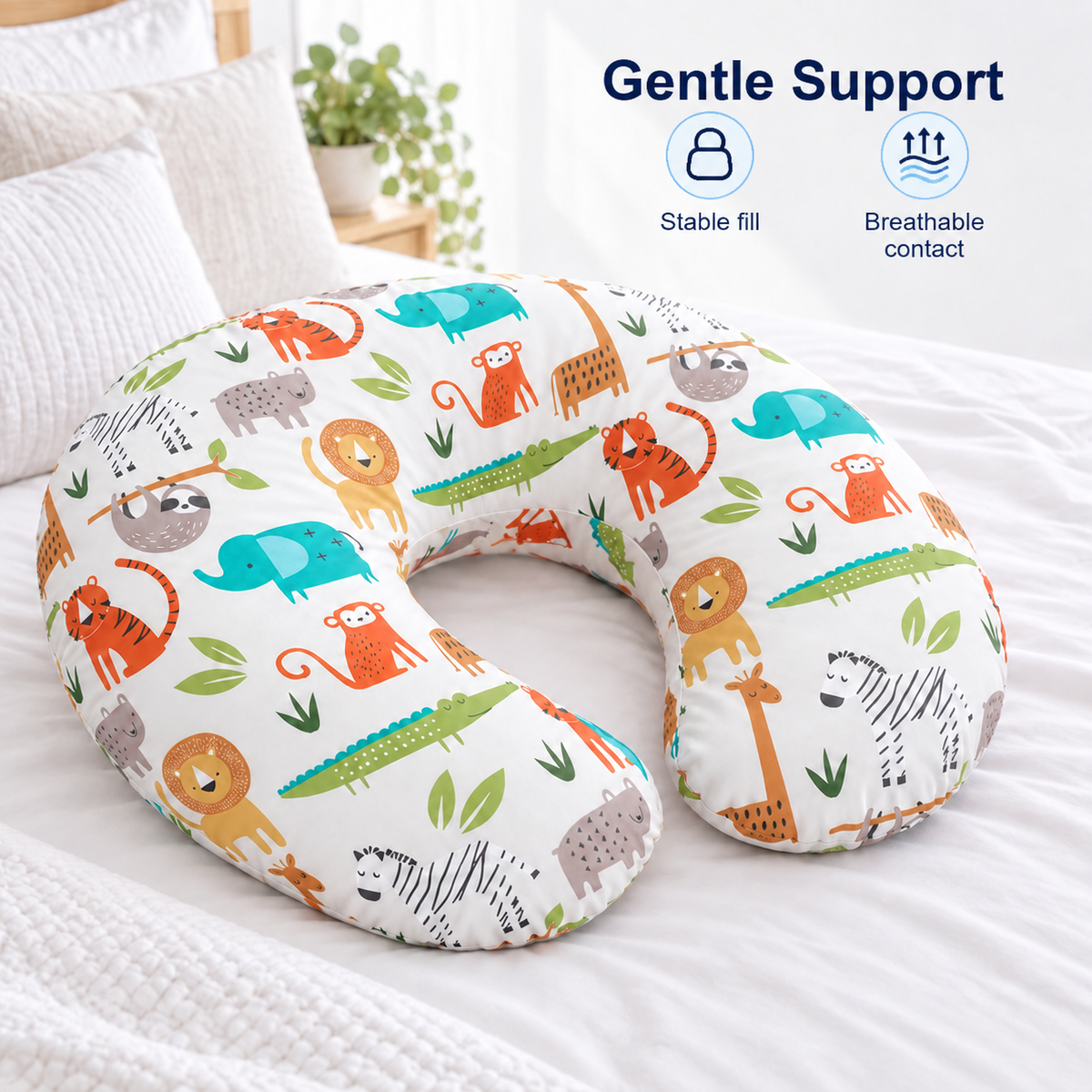 Baby U Shaped Pillowcase for Nursing Pillow Comfort - Gentle Support stable fill breathable contact visual
