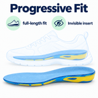 Blue full length gel insole progressive fit for invisible shoe insert
