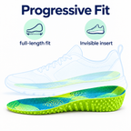 Progressive Fit green EVA sport insole full-length fit and invisible insert illustration