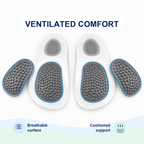 Flat foot arch support insoles ventilated comfort breathable surface cushioned support