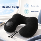 Inflatable U Shaped Travel Pillow for Portable Neck Support - Restful Sleep cervical cradle balanced hold visual