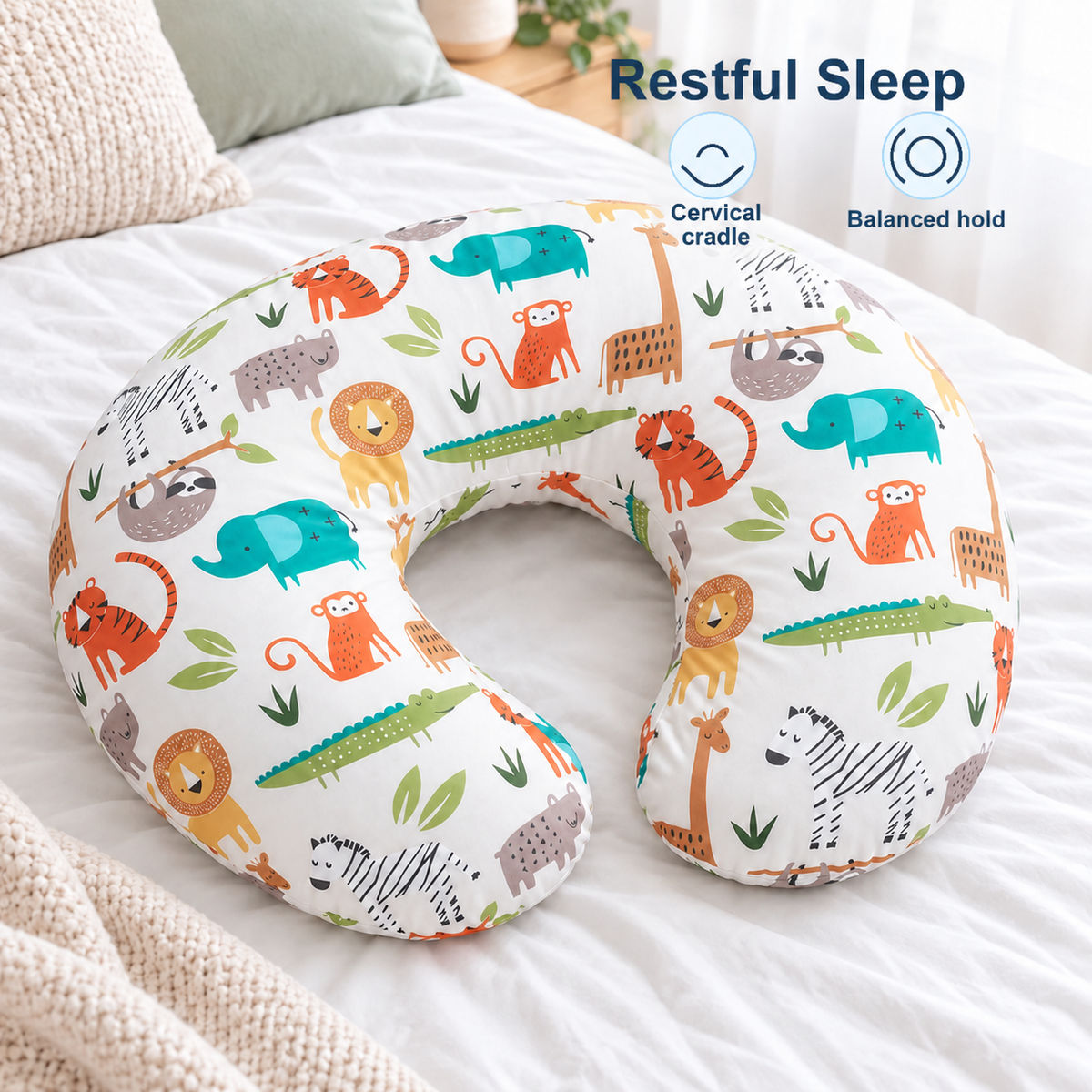 Baby U Shaped Pillowcase for Nursing Pillow Comfort - Restful Sleep cervical cradle balanced hold visual