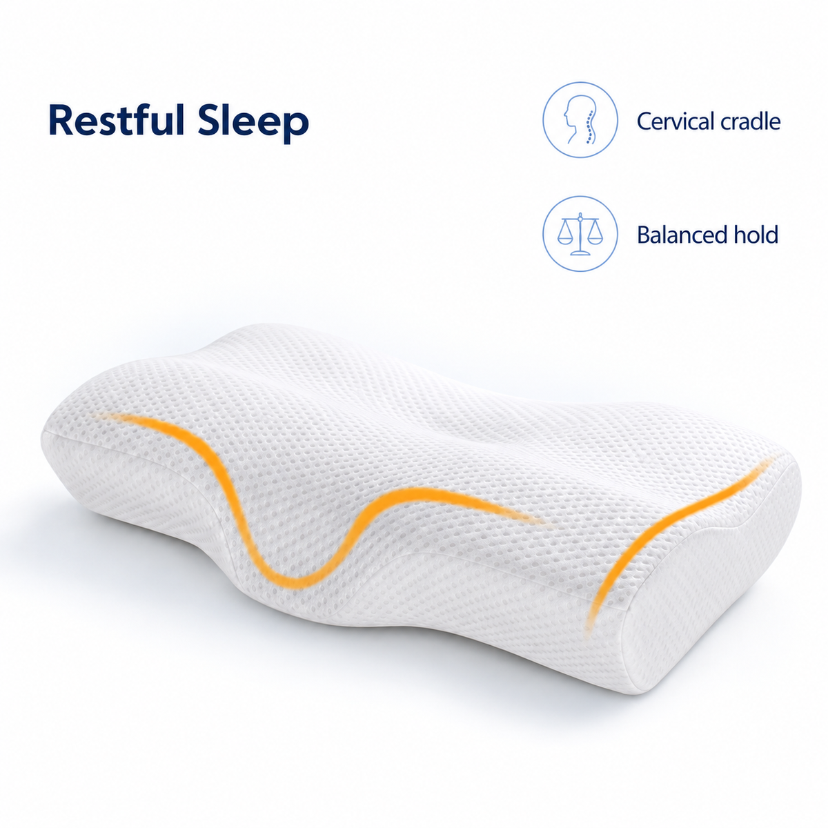 Butterfly Memory Foam Orthopaedic Pillow for Neck Support - Restful Sleep cervical cradle balanced hold visual