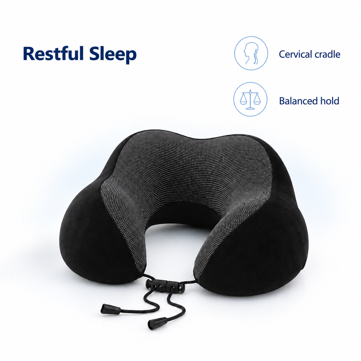Massage Memory Foam Travel Neck Pillow for Cervical Support - Restful Sleep cervical cradle balanced hold visual