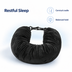 Fillable Travel Neck Pillow for Flights and Car Trips - Restful Sleep cervical cradle balanced hold visual