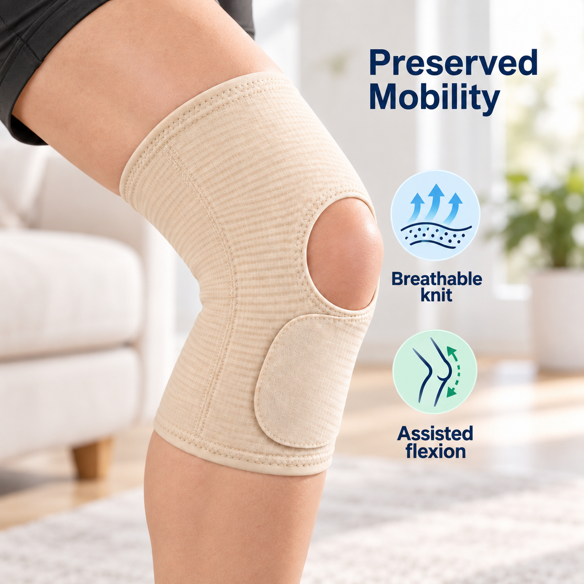 Side stabiliser knee brace preserved mobility benefits