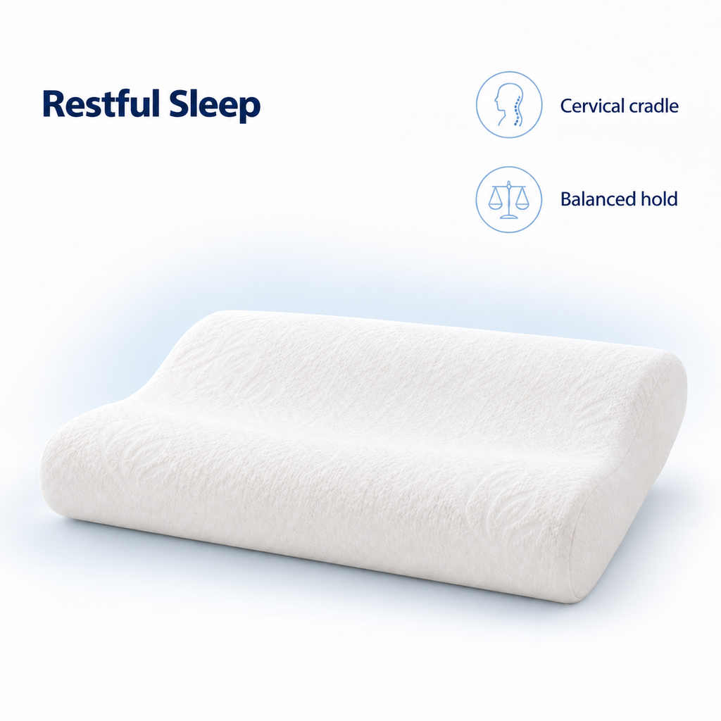 Slow Rebound Memory Cotton Pillow for Neck Comfort - Restful Sleep cervical cradle balanced hold visual