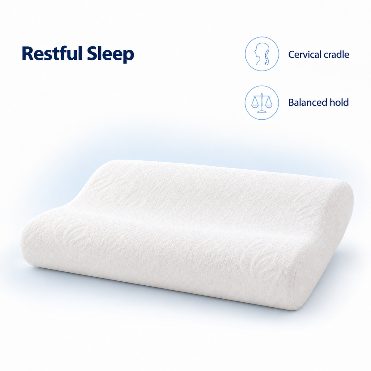 Slow Rebound Memory Cotton Pillow for Neck Comfort - Restful Sleep cervical cradle balanced hold visual
