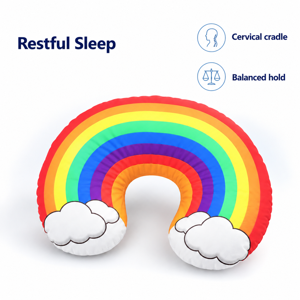 Fun Inflatable Travel Neck Pillow for Adults - Restful Sleep cervical cradle balanced hold visual