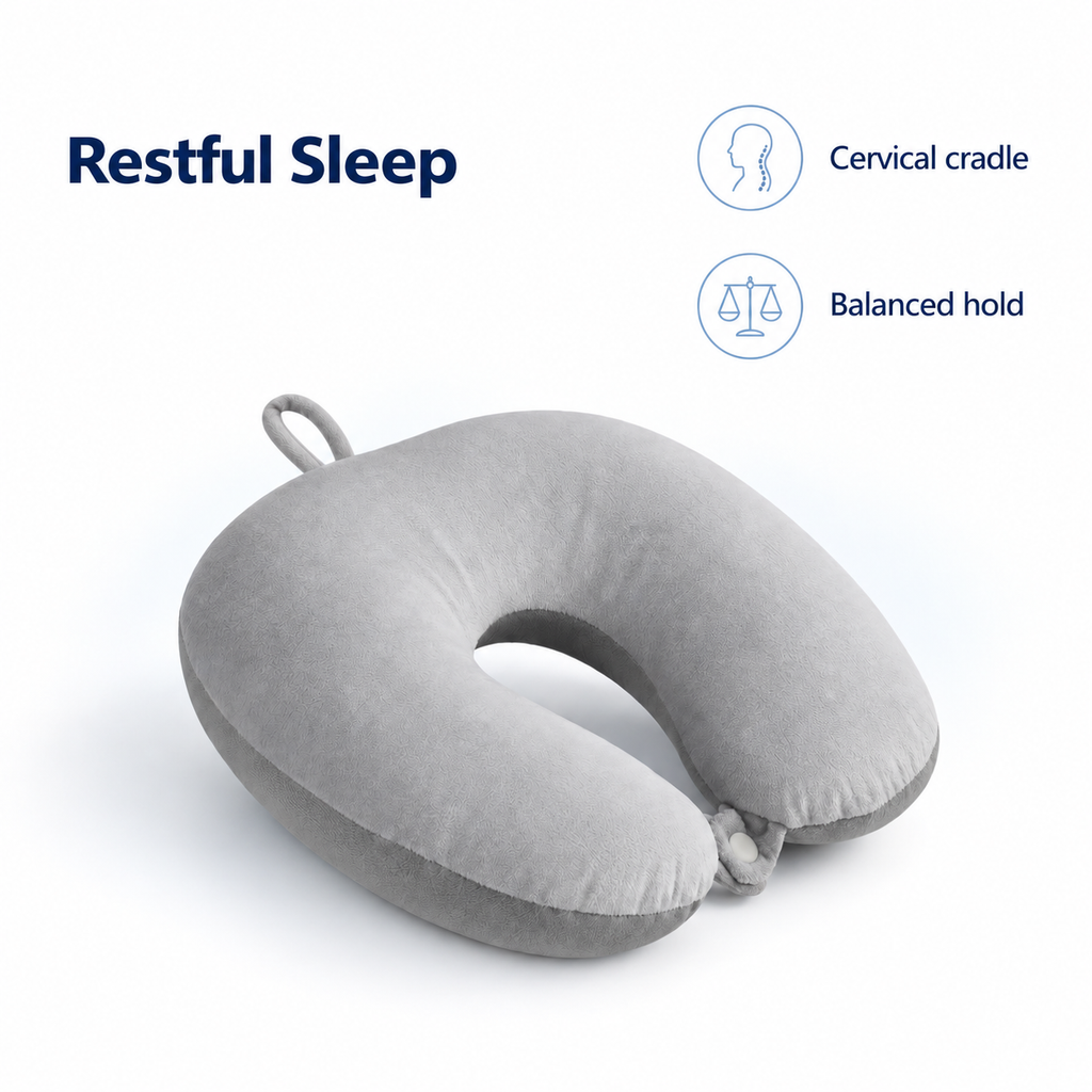 Slow Rebound U Shaped Neck Pillow for Travel Rest - Restful Sleep cervical cradle balanced hold visual