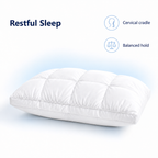 Soft Hotel Style Pillow for Comfortable Sleeping - Restful Sleep cervical cradle balanced hold visual