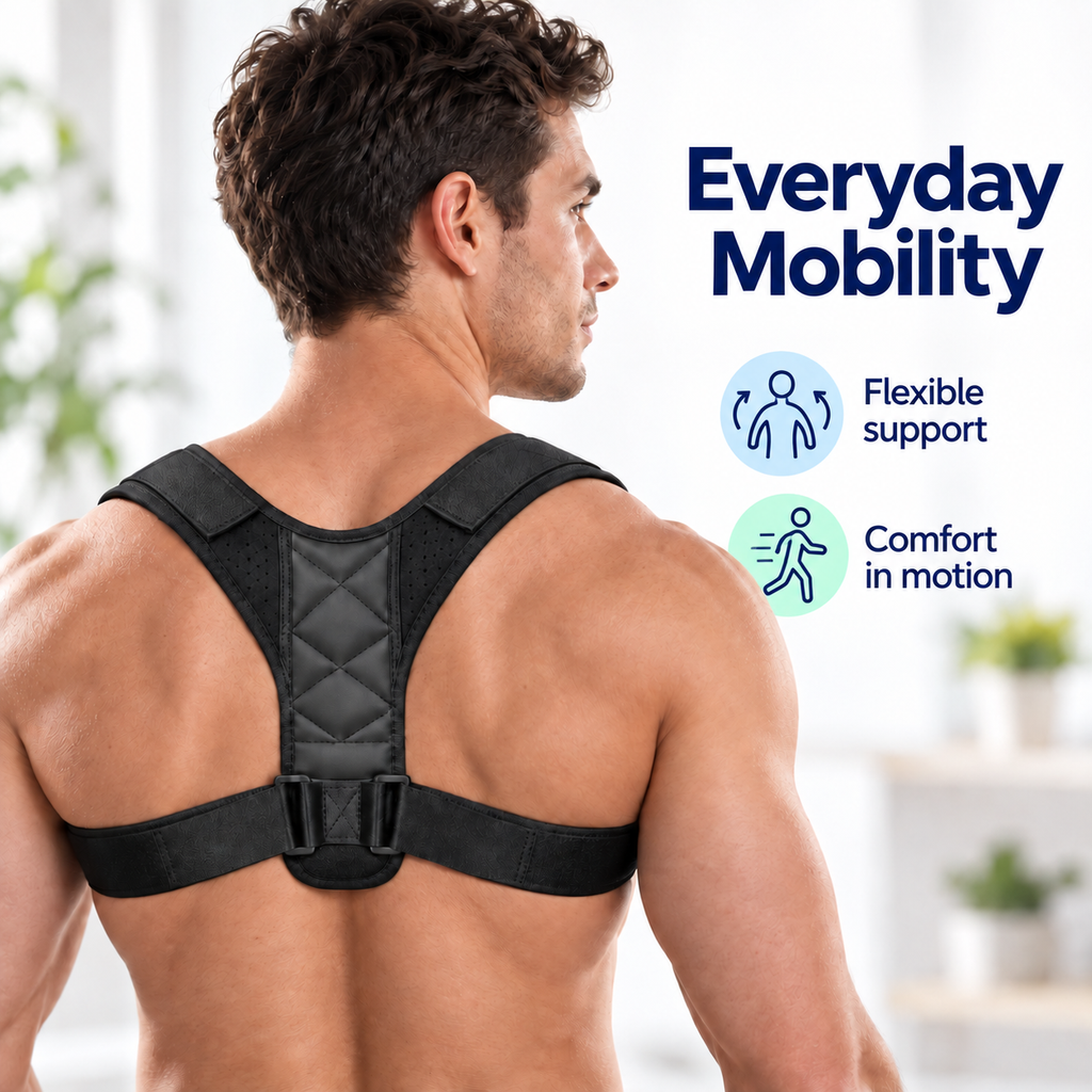 Hunchback Posture Corrector - everyday mobility posture support worn by a man