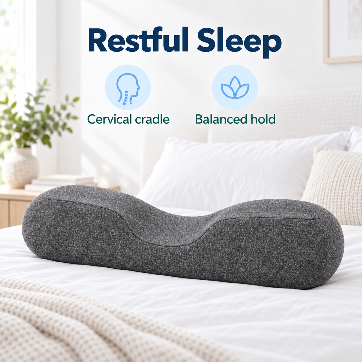 Contour Memory Foam Cervical Pillow for Side Sleepers - restful sleep cervical cradle