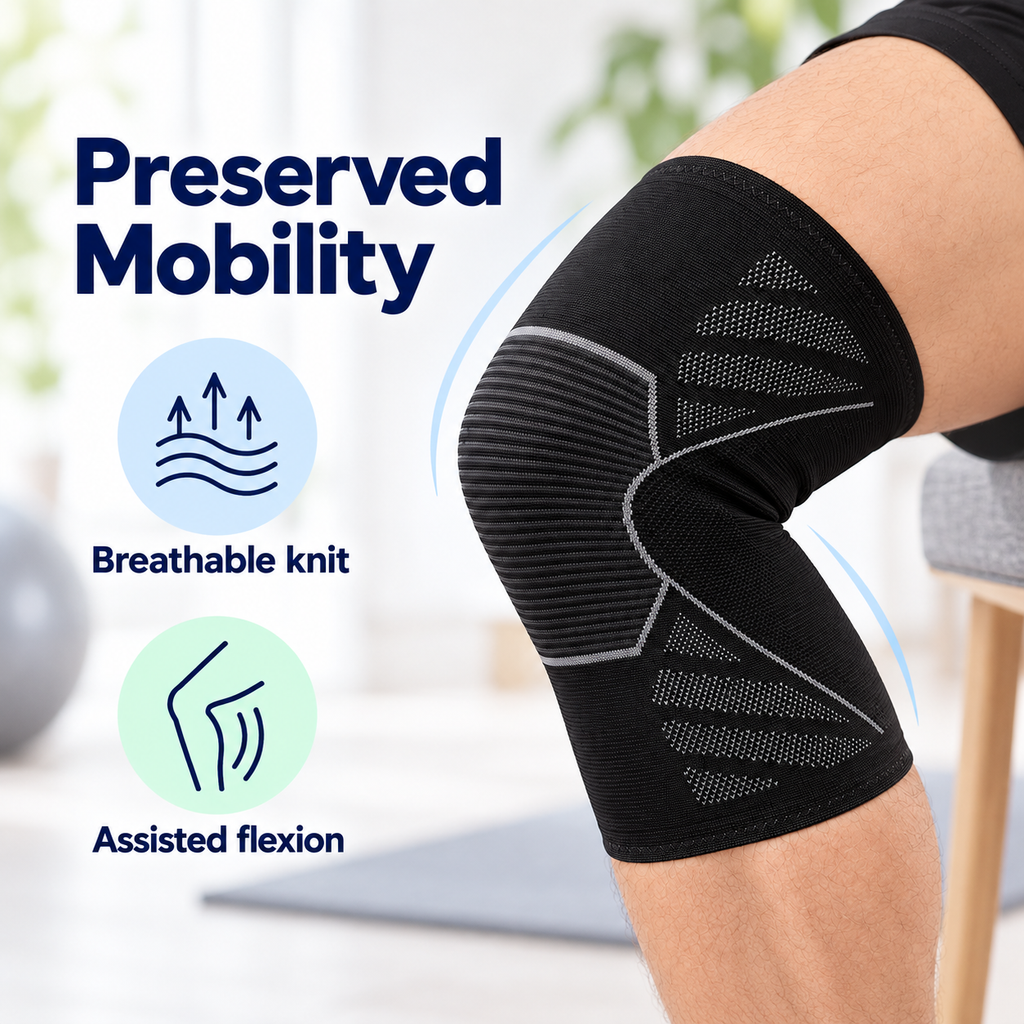 Anti Slip Sports Knee Support - preserved mobility during natural knee flexion
