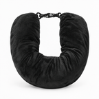 Black fillable travel neck pillow for flights and car trips - soft U shaped support pillow