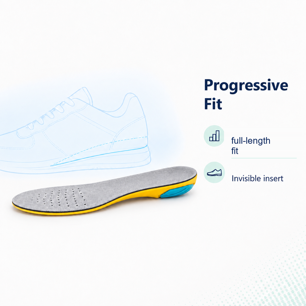 Memory Foam Sport Insoles - progressive fit with full-length fit and invisible insert