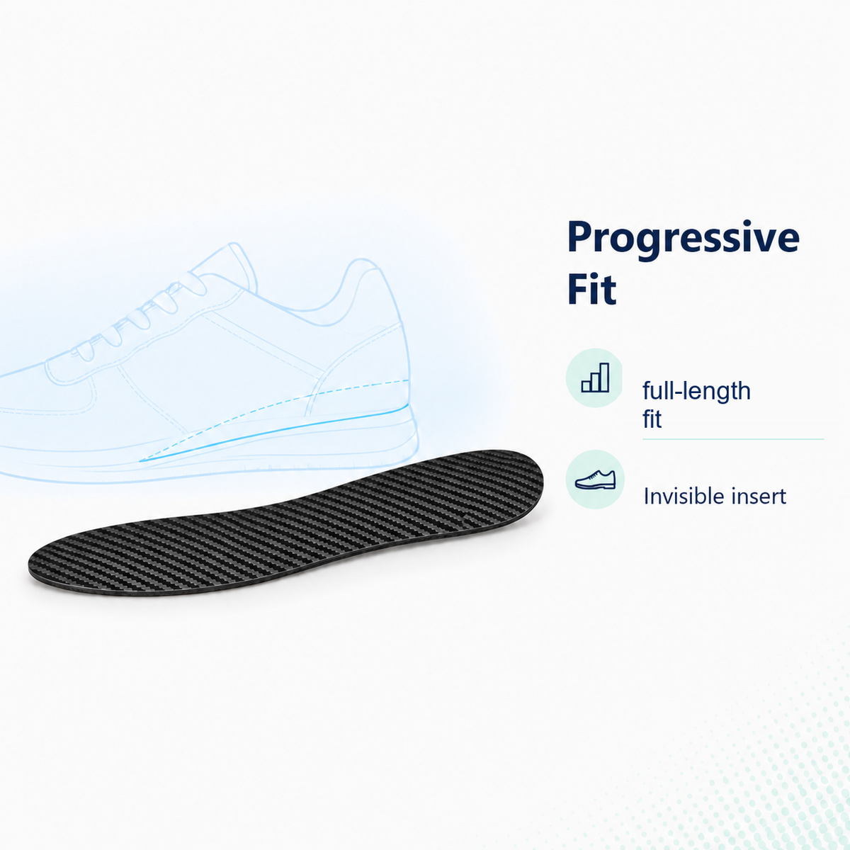 Carbon Fibre Shoe Insoles - progressive fit with full-length fit and invisible insert
