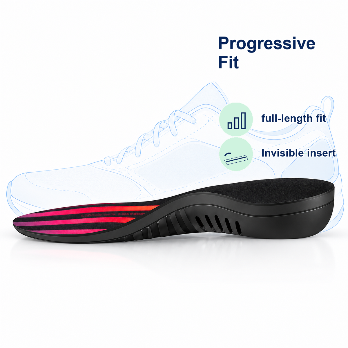 Gel Arch Support Insoles black progressive fit full length insert