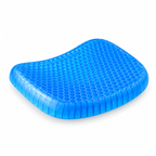 Blue honeycomb gel seat cushion angled product photo showing flexible grid construction