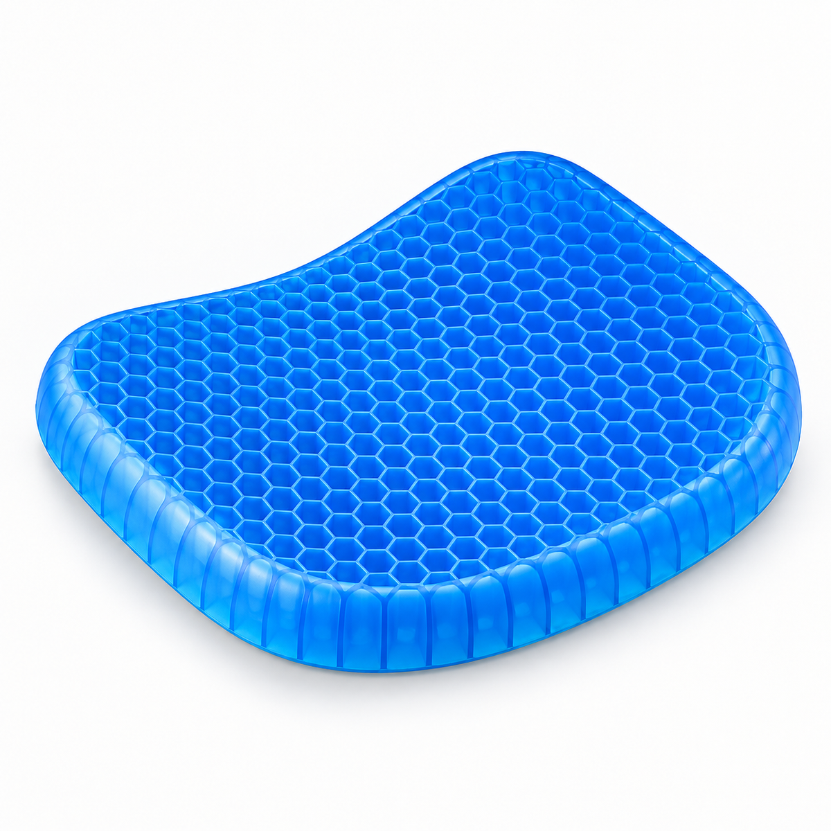 Blue honeycomb gel seat cushion product photo on white background