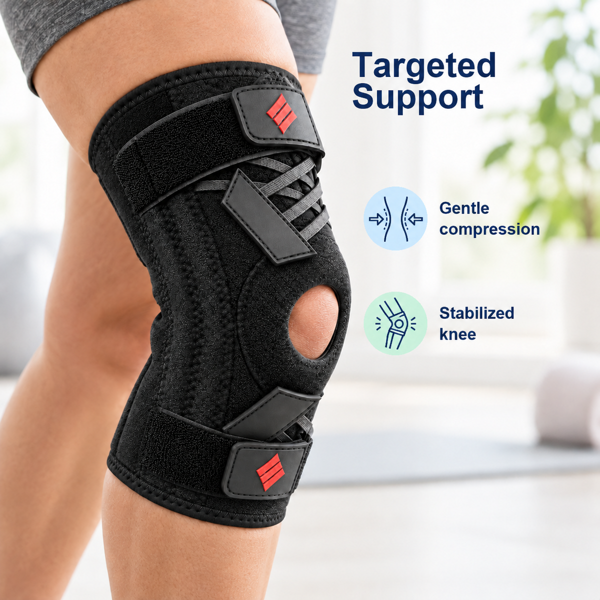 Knee Brace with Gel Pads and Side Stabilizers - premium targeted support visual