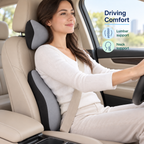 Memory Foam Car Lumbar Support Cushion and Neck Pillow - premium driving comfort lifestyle visual