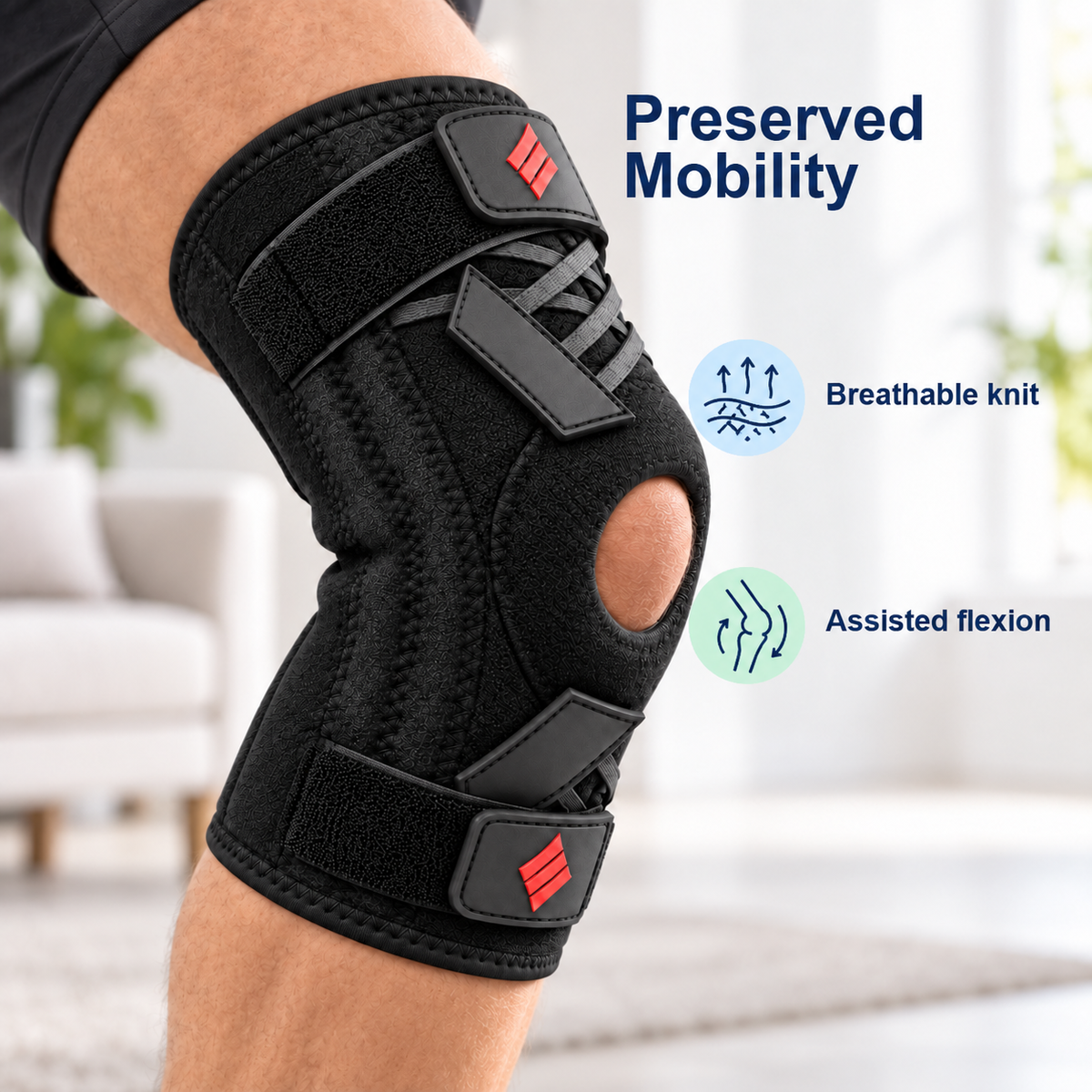 Knee Brace with Gel Pads and Side Stabilizers - premium preserved mobility visual