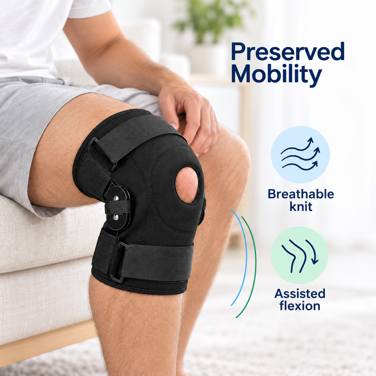 Sports Patella Knee Strap - preserved mobility visual for active movement