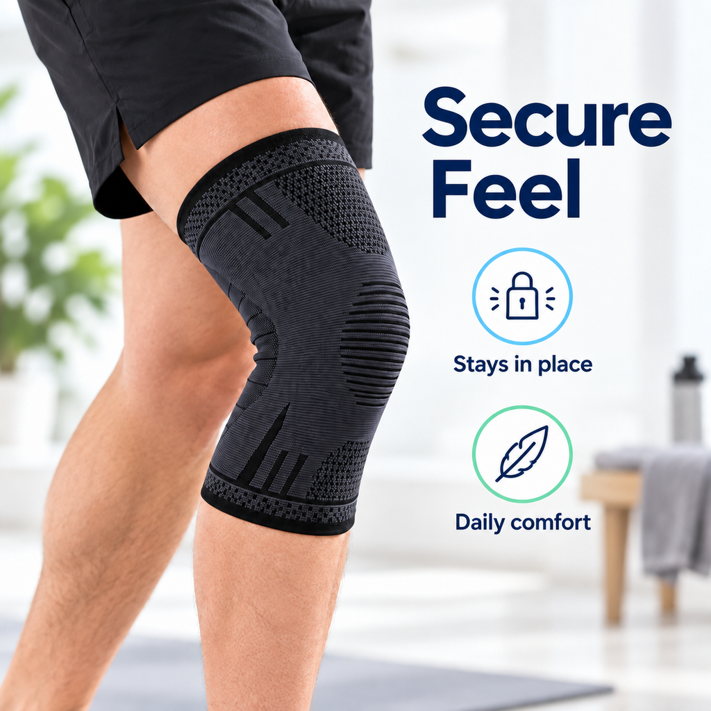 Breathable Knee Support Sleeve - secure knee support fit without logo