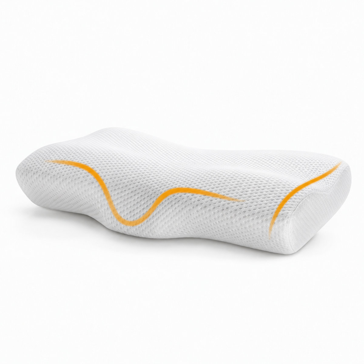 White butterfly memory foam orthopaedic pillow for neck support, breathable cervical contour cushion for side and back sleeping