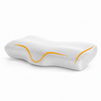 White butterfly memory foam orthopaedic pillow for neck support, breathable cervical contour cushion for side and back sleeping
