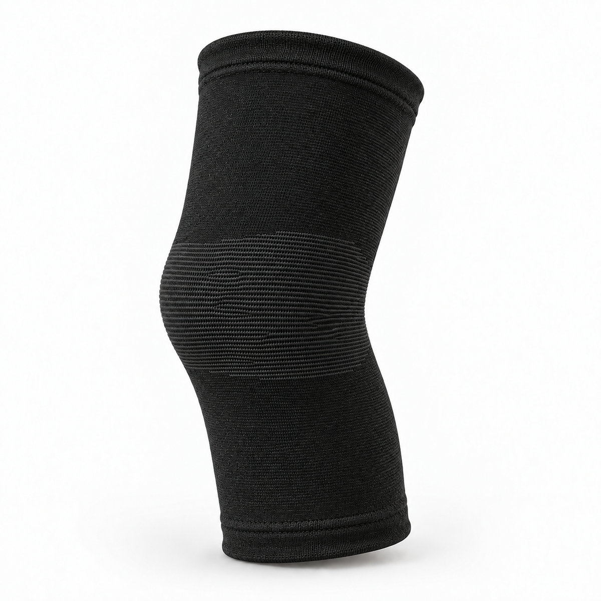 Black thin elastic knee support sleeve for light compression and daily knee stability