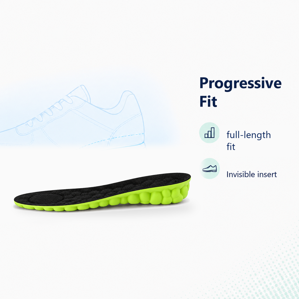 4D sport arch support insoles progressive fit with full-length fit and invisible insert